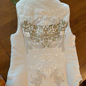 Reversible Puffer Vest w/cool artisan scroll print (Size M slim fit)